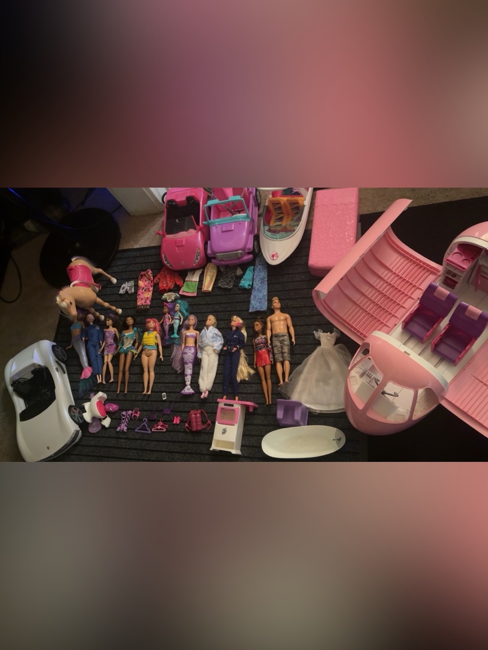 Barbie/Mattel Mixed Doll & Accessory BUNDLE with Pink, Purple and White Pieces - Picture 1 of 16